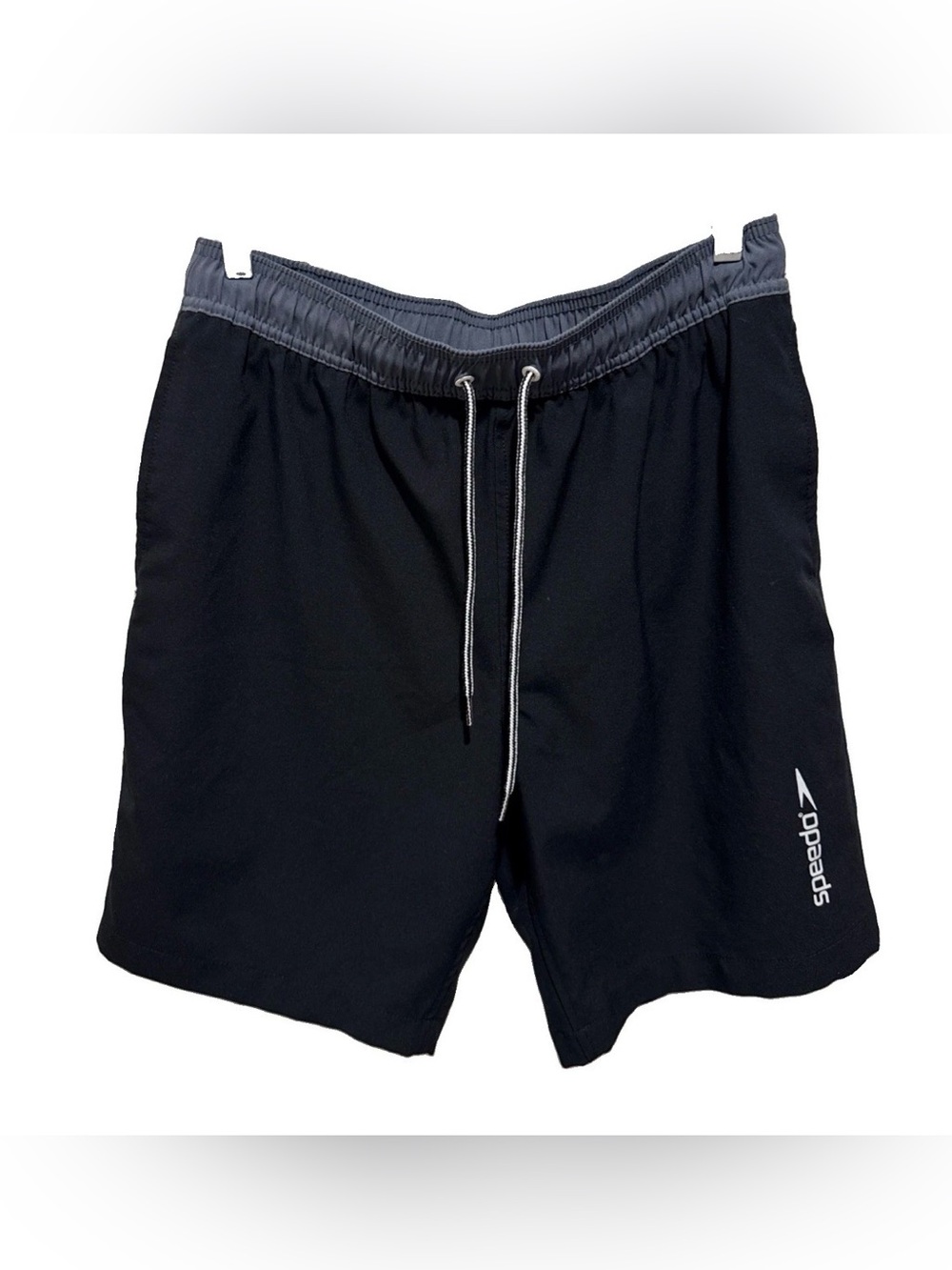 Speedo Men's Swim Trunks SZ M Lines Zippered Pocket UPF 50+ Quick Dry Drawstring